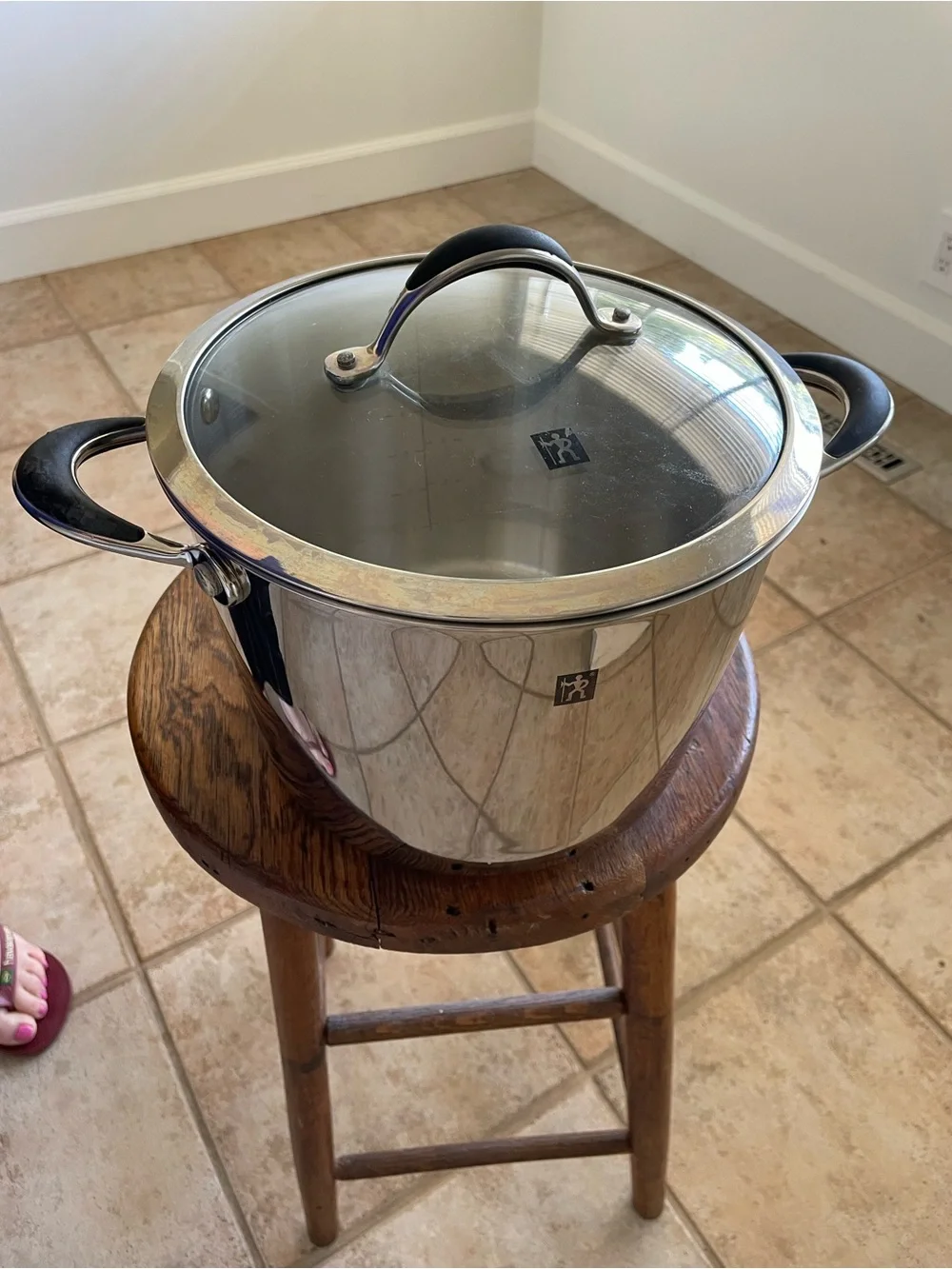 Henckels Stainless Steel Stock Six Quart Pot with Glass Lid - Silver